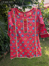Floral Printed Kurti with Lace Trim (2-Piece Set)