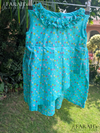 Turquoise Floral Tiered High-Low Frock with Ruffle Neck