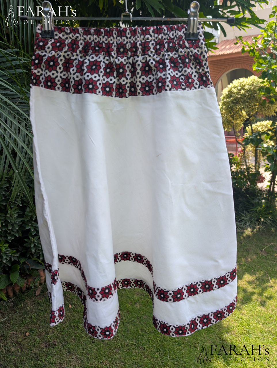 Ajrak-Inspired Top with Peter Pan Collar & Flared Skirt (2-Piece Set)
