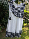 Monochrome Polka Dot & Ivory Ruffle Frock with Bow