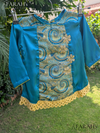 Blue Paisley Festive Kurti with Matching Dhoti Shalwar (2-Piece Set)