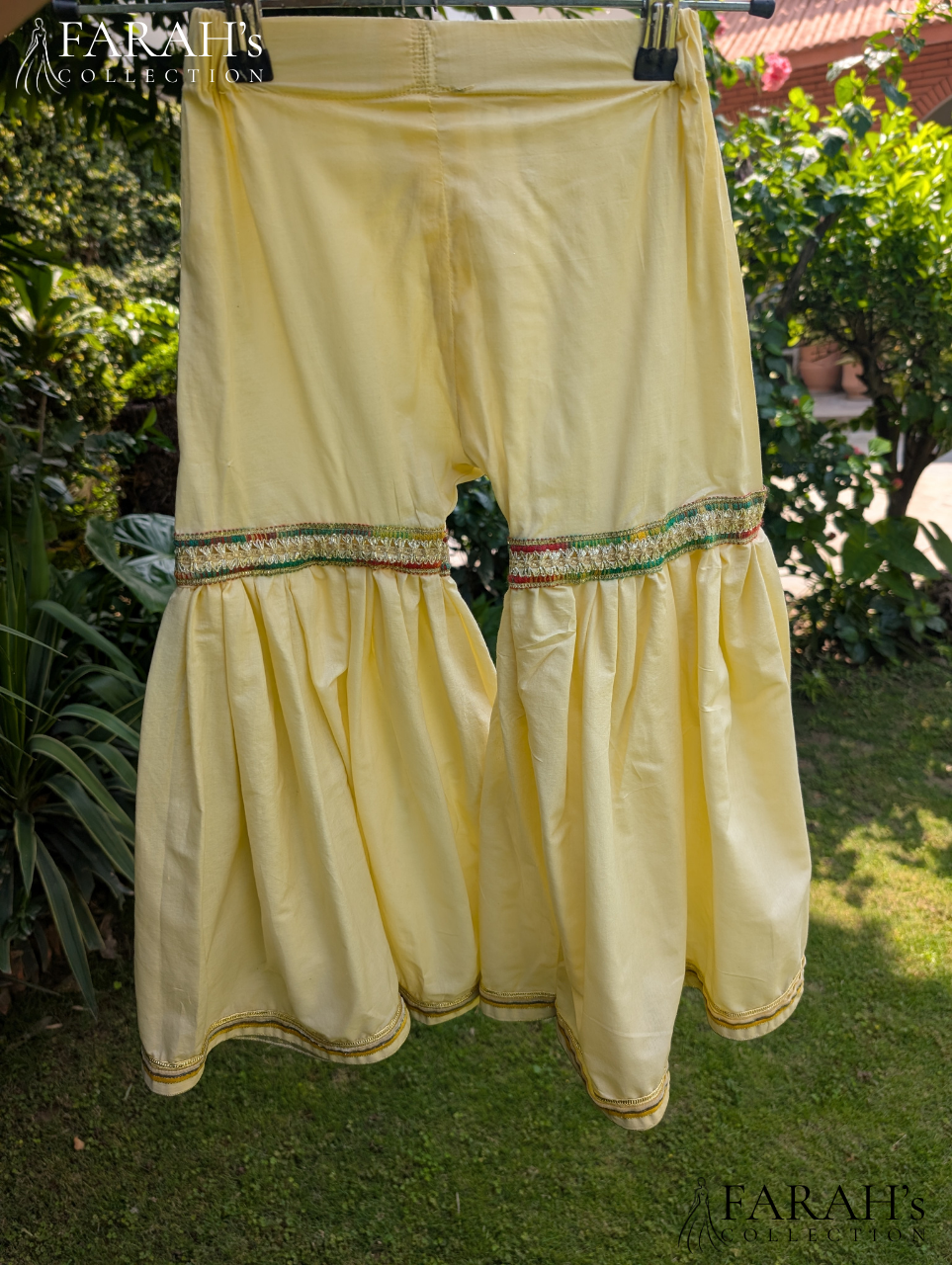 Buttercup Yellow Angrakha Kurti with Flared Gharara & Dupatta (3-Piece Set)